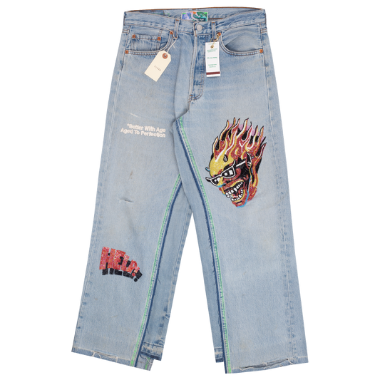 Sham Hand-Beaded Double-Wide Denim